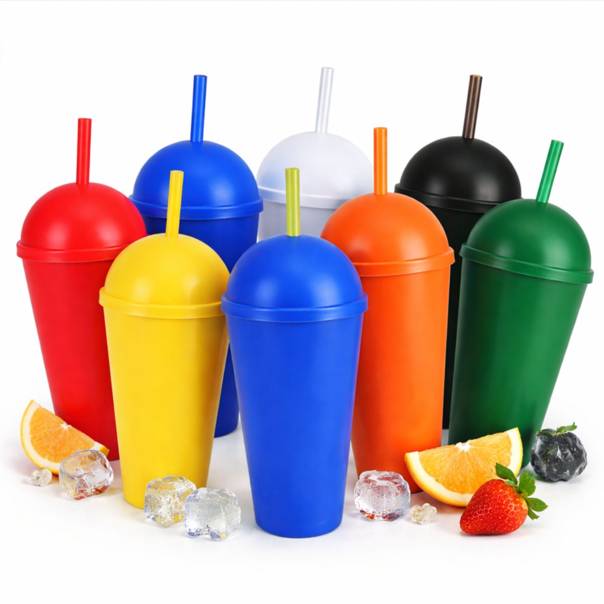 Copo 550 Ml Com Tampa Bola E Canudo