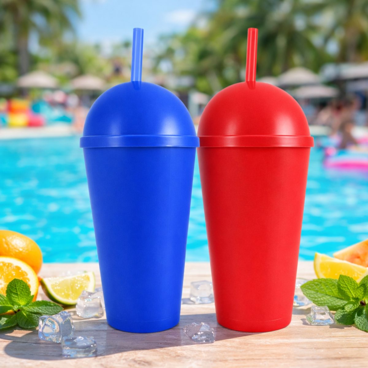 Copo 550 Ml Com Tampa Bola E Canudo